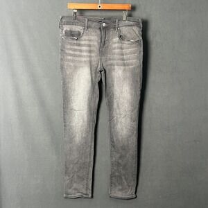 True Religion Rocco Relaxed Skinny Jeans Mens 34x34 Black Faded Stretch Denim